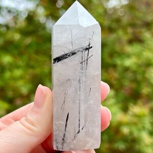 Black Tourmaline in Quartz Crystal Tower
